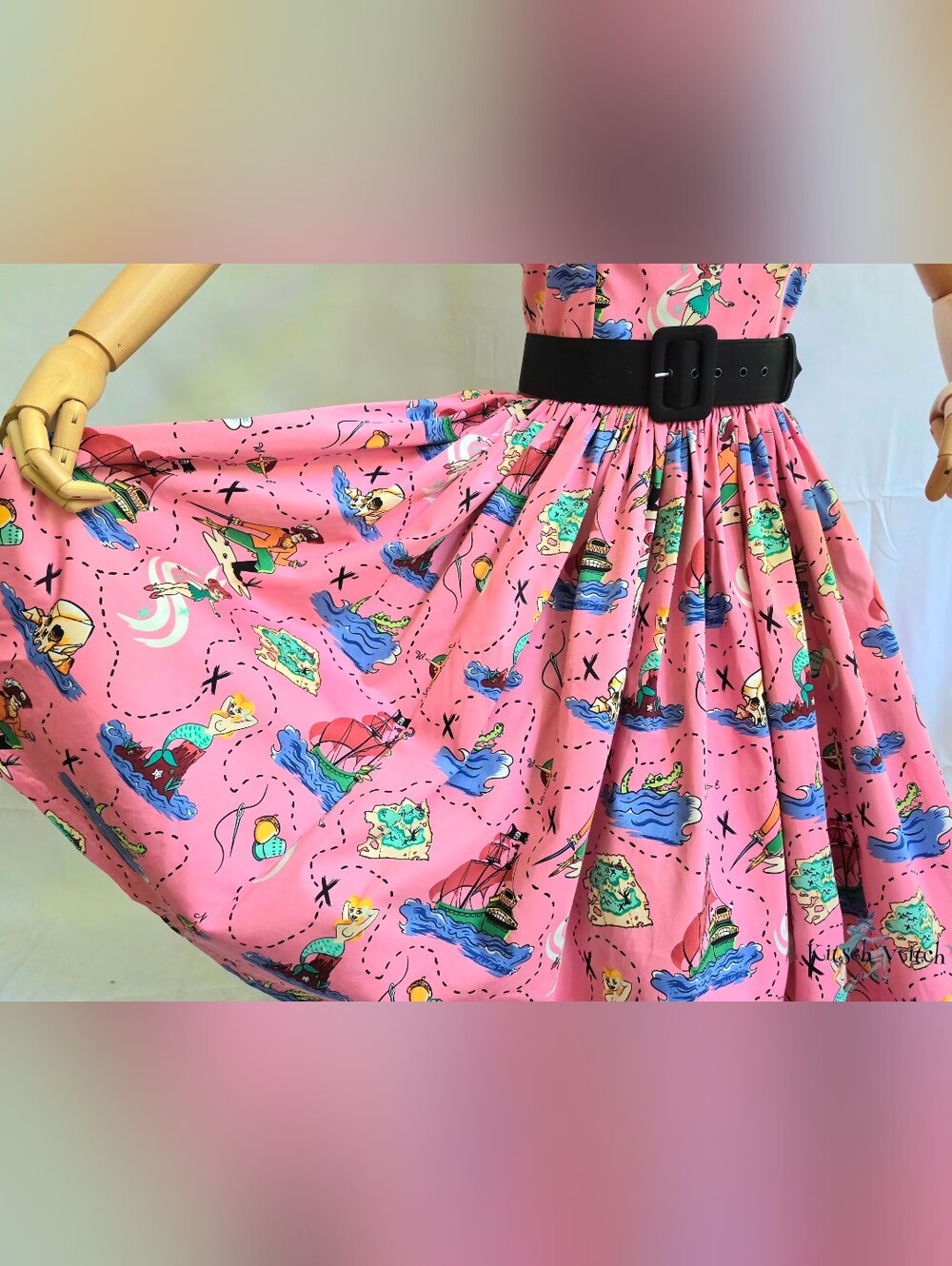 🪝Off The Hook - "Neverland" Jenny Dress Micheline Pitt Art Pinup Couture L - Picture 6 of 16